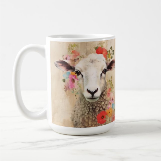 Schöne florale Schafe Kaffeetasse (Links)