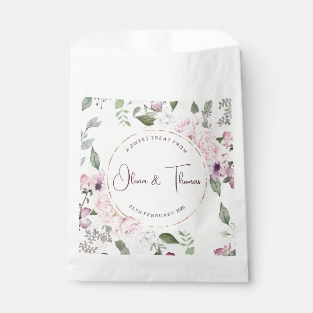 Schöne florale Sweet Leckerei Gefallen Taschen Geschenktütchen (Vorderseite)