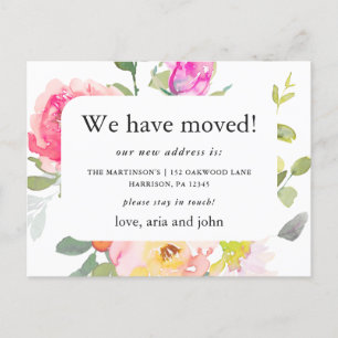 Schöne florale Umzugsankündigung neue Adresse Postkarte