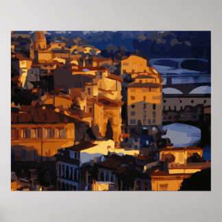 Schöne Florenz Italien Sonnenuntergang Szene Poster
