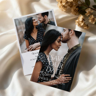 Schöne Flourish-Typografie-Foto-Hochzeit Save The Date