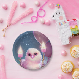 Schöne Fluffy Pink Birthday Baby Bird Pappteller