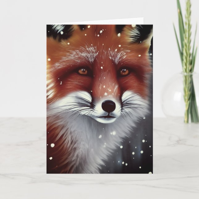 Schöne Fluffy Red Fox in Schnee Weihnachten Karte (Vorderseite)