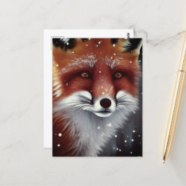 Schöne Fluffy Red Fox in Schnee Weihnachten Postkarte