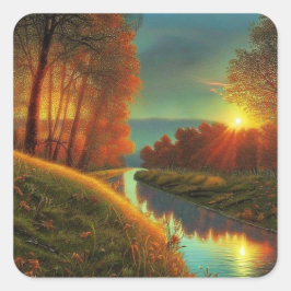 Schöne Flusslandschaft Quadratischer Aufkleber