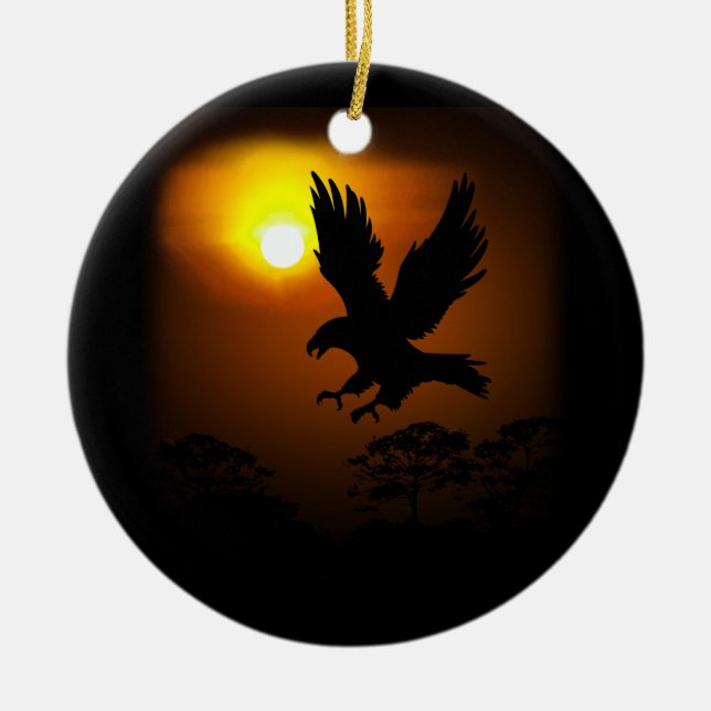 Schöne Flying Eagle Surreal Sky Silhouette Keramik Ornament (Vorne)
