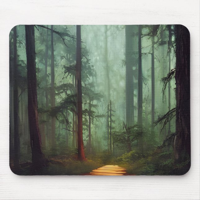 Schöne Forest Path Digitales Kunstwerk Mousepad (Vorne)