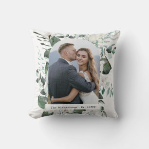 Schöne Foto Hochzeit mit Blumen und Pflanzen Kissen