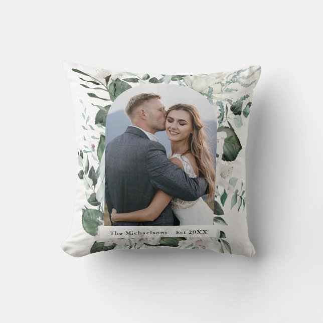 Schöne Foto Hochzeit mit Blumen und Pflanzen Kissen (Vorderseite)