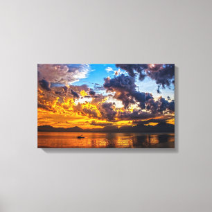 Schöne Fotografie Sonnenuntergang über der Ufer Leinwanddruck