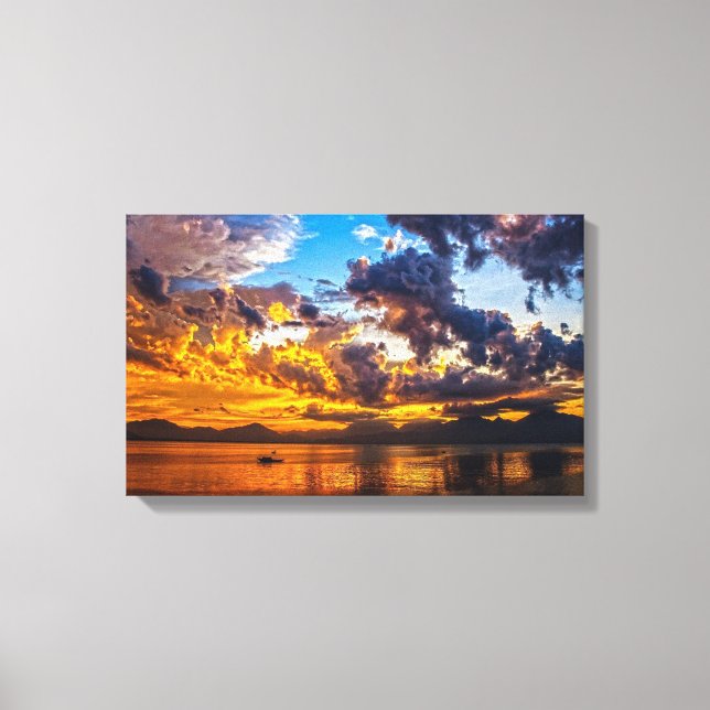 Schöne Fotografie Sonnenuntergang über der Ufer Leinwanddruck (Vorderseite)