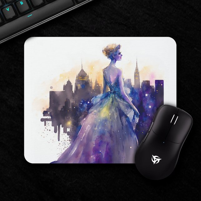 Schöne Frau | Abstrakte Stadtprinzessin Mousepad (Von Creator hochgeladen)