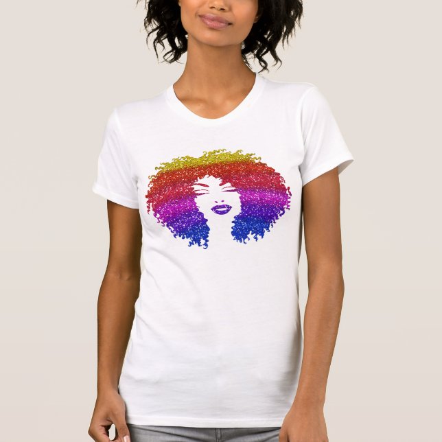Schöne Frau | Afro Natural Hairstyle | Regenbogen T-Shirt (Vorderseite)