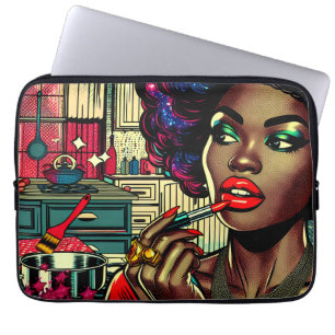 Schöne Frau am Lipstick Laptopschutzhülle