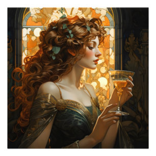 Schöne Frau Art Nouveau Fotodruck