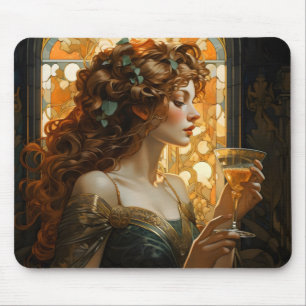 Schöne Frau Art Nouveau Mousepad