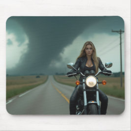 Schöne Frau auf Motorrad \ Tornado Mousepad
