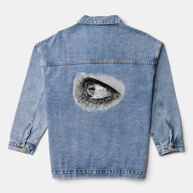 Schöne Frau Auge in vollem Mascara Jeansjacke (Rückseite)