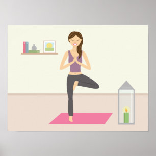 Schöne Frau beim Yoga in einem dekorierten Raum Poster