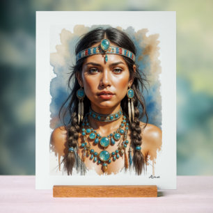 Schöne Frau Boho Indianerin Mit Schmuck Acrylschild