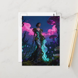 schöne Frau in einem fremden Land Postkarte