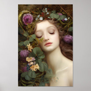 Schöne Frau in farbenfroher Naturmalerei 2 Poster