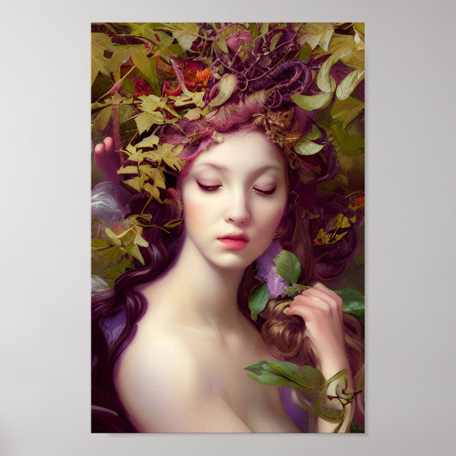 Schöne Frau in farbenfroher Naturmalerei | 7 | Poster (Vorne)
