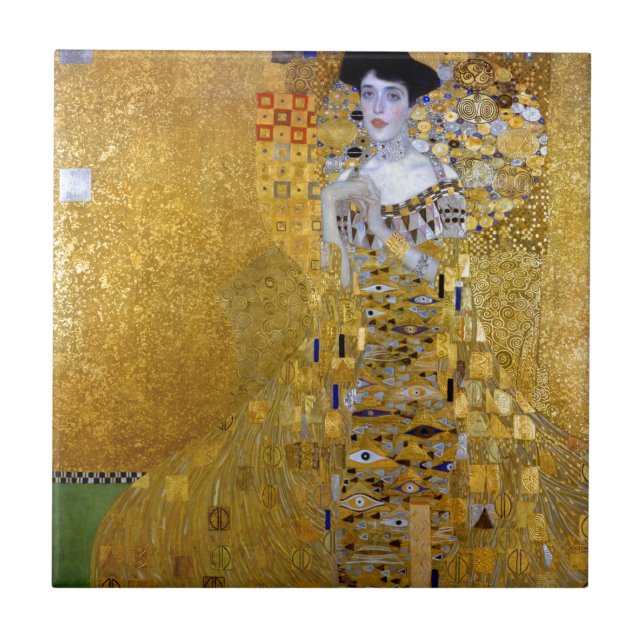 Schöne Frau in Gold Gustav Klimt Fliese (Vorderseite)