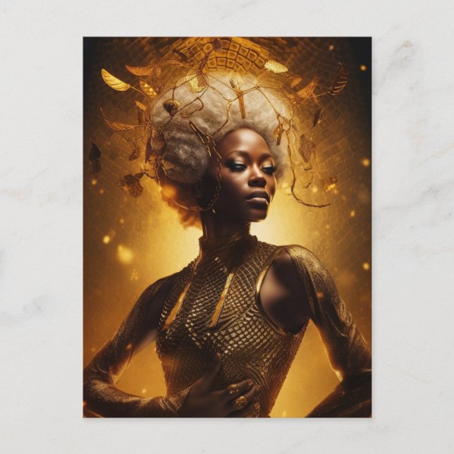 Schöne Frau in Gold Postkarte (Vorderseite)