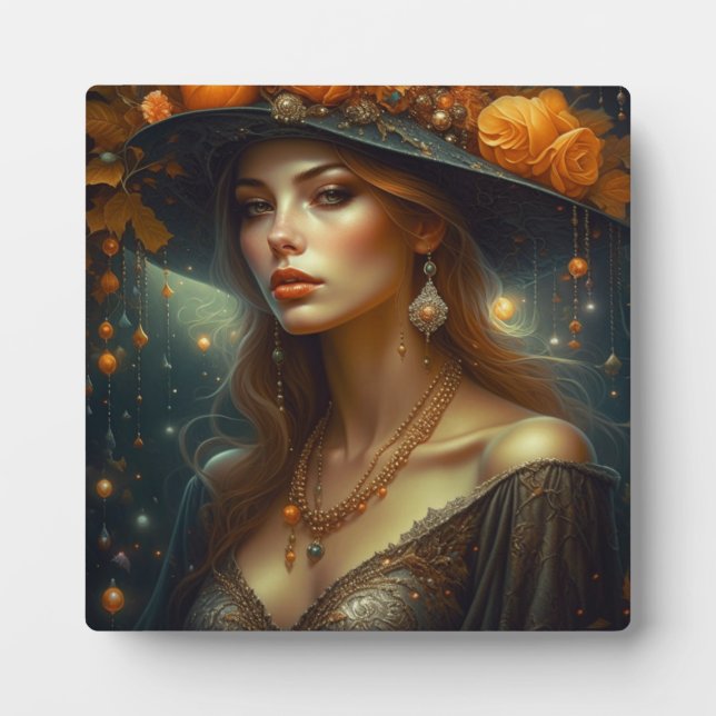 Schöne Frau in Hat Ethereal Kunst Fotoplatte (Vorderseite)
