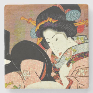 Schöne Frau in Mirror von Utagawa Kunimaru Steinuntersetzer