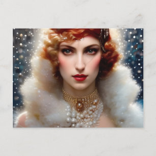 Schöne Frau in Weiß Postkarte