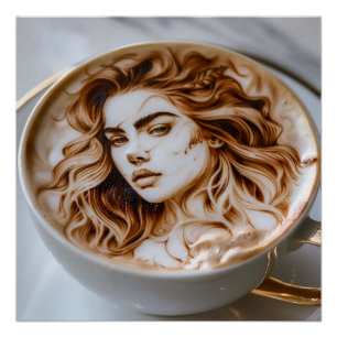 Schöne Frau Latte Art Poster