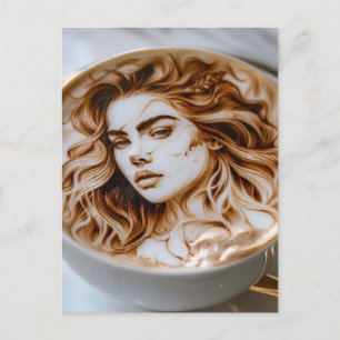 Schöne Frau Latte Art Postkarte