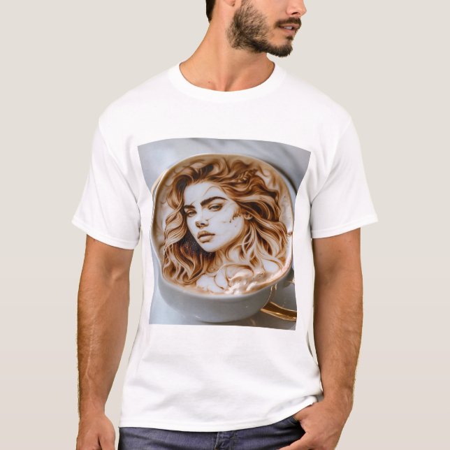Schöne Frau Latte Art T-Shirt (Vorderseite)