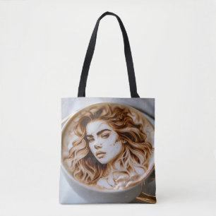 Schöne Frau Latte Art Tasche