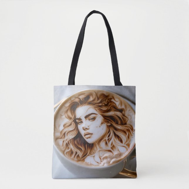 Schöne Frau Latte Art Tasche (Vorderseite)