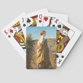 Schöne Frau mit Blick auf die Mauer (Vintag) Spielkarten