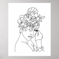 Schöne Frau mit Blume an der Spitze Kunst
