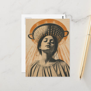 schöne Frau mit einem Siebhut Postkarte