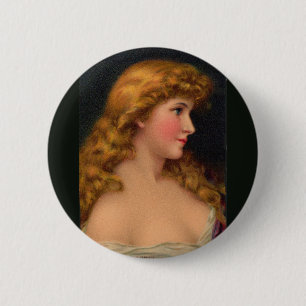 schöne Frau mit langen Haaren Button