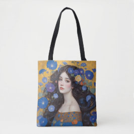 Schöne Frau mit Morgengläsern Tasche