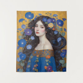 Schöne Frau mit Morgengläsern Wandteppich