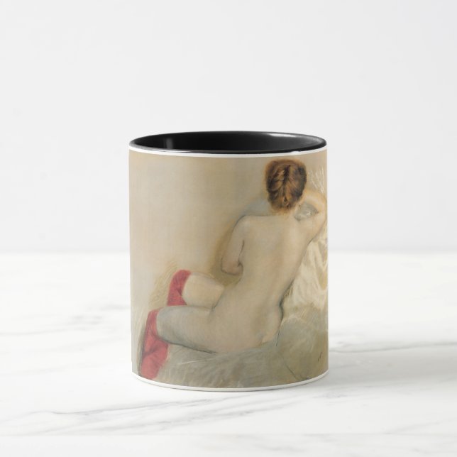 Schöne Frau mit roten Strümpfen Tasse (Zentrum)