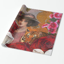 Schöne Frau Tiger Rosengarten