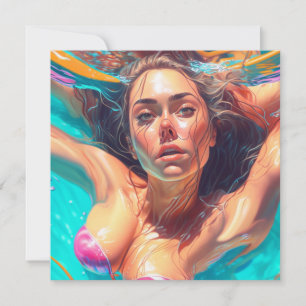 Schöne Frau unter Wasser AI-Kunst
