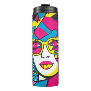 Schöne Frau Wand Kunst Graffiti Thermosbecher