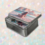 Schöne Frauen meditieren auf Beach Blank Puzzle<br><div class="desc">Schöne Frau meditieren auf einem Strand mit weißem Sand und glänzenden Meerglas. Rosa und blau flauschige Wolken und blass blaues Wasser.</div>