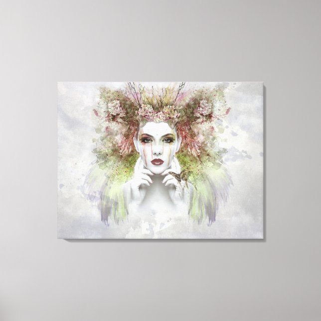 Schöne Frauen mit Schmetterling Leinwanddruck (Vorderseite)
