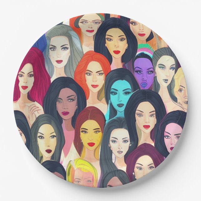 Schöne Frauen Pappteller (Vorderseite)